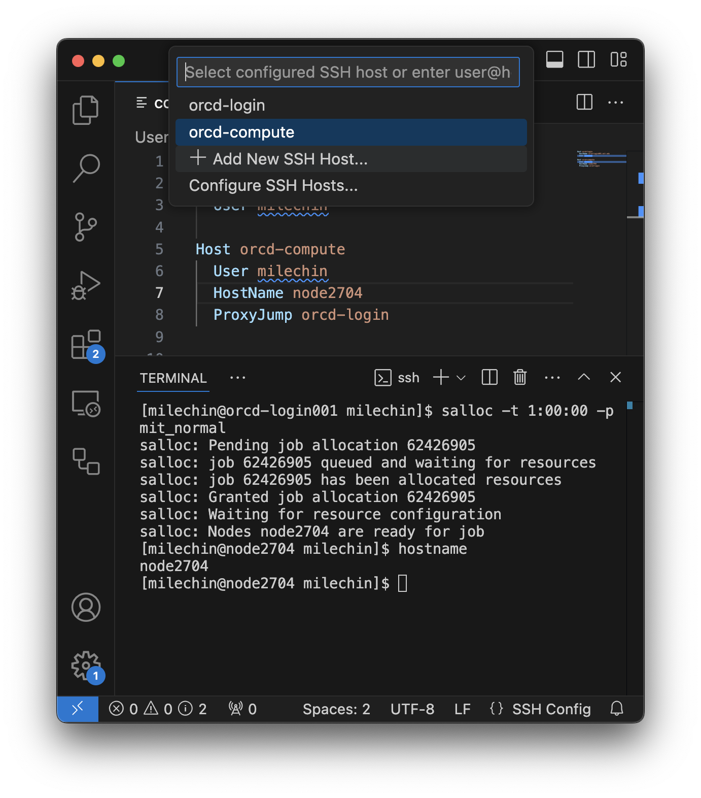 Starting up VSCode on an Engaging Compute node